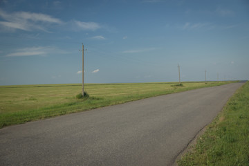 Summer landscape with empty road.