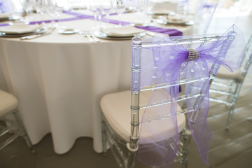 Elegant table set at fine restaurant