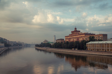 Moscow embankment at dawn.