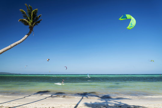 bolabog kite surfing  beach in tropical paradise boracay island