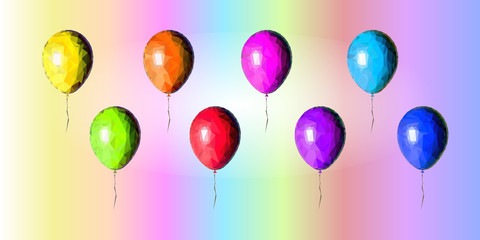 Low Poly colorful balloons