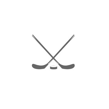 Washer for hockey. Stick hockey. The game of hockey. Minimalism. Sport icon. Vector