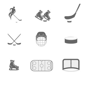 hockey icons. The game of hockey. Minimalism. Sport icon. Vector