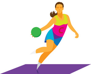 young girl dribbles in netball