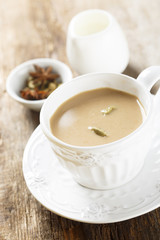 Homemade tea with milk or chai latte