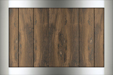 wooden table with stainless steel