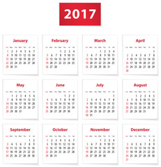 2017 English calendar