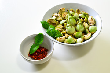 Red Curry Paste with the Thai Eggplant and Kaffir Lime Leaf, Thai ingredient