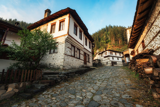 Along the narrow streets of Shiroka laka village, Bulgaria