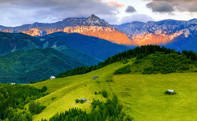 Fototapeta premium Sunset scene over Bucegi Mountains in Romania