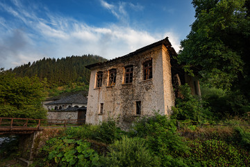 Fototapeta premium Old house along the narrow streets of Shiroka laka village, Bulgaria