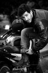 Fototapeta premium brutal biker man