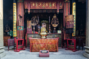 shrine detail inside chinese a-ma temple in macau china