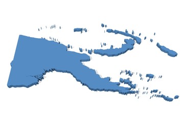 3D map of Papua New Guinea on a plain background