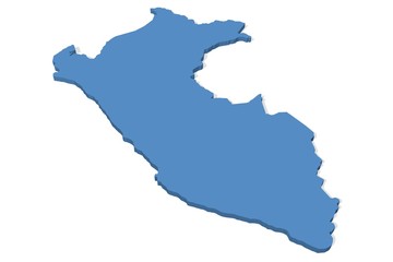 3D map of Peru on a plain background