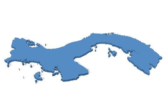 3D map of Panama on a plain background