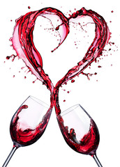 Romantic Toast Of Wine Red In Splashing In A Heart Shape

