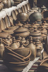 Naklejka na ściany i meble Old ceramic tableware. Ukrainian handmade. 