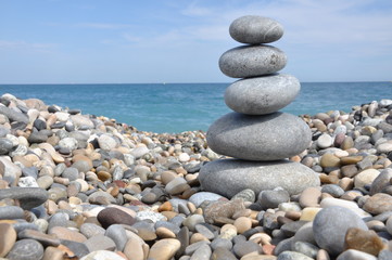 Stack of pebbles on the beach