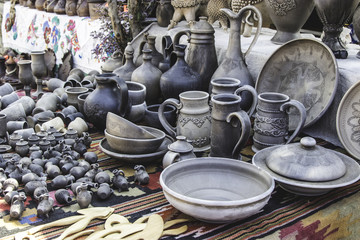 Old ceramic tableware. Ukrainian handmade. 