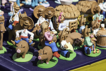 Old ceramic painted toys. Ukrainian handmade. 