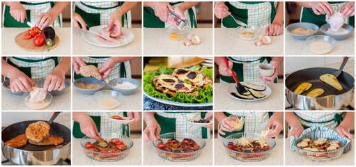 A Step by Step Collage of Making Chicken Parmigiana