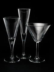 Three Empty Cocktail Glasses