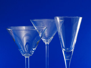 Three Empty Martini Glasses