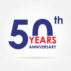 50 years anniversary sign or emblem. Template for celebration and congratulation design. Colorful vector 50th anniversary label.