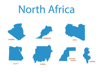 north africa - vector maps of territories