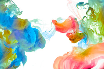 Acrylic colors in water. Abstract background.