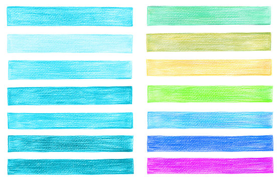 set of color pencil graphic elements