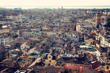 Obraz premium Aerial view of old city of Venice, Italy. European travel destination, summer vacation and architecture concept