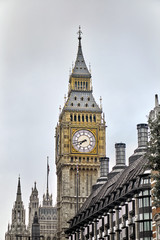 Fototapeta na wymiar Big Ben against cloudy sky, London, UK