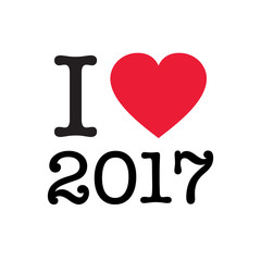 I love 2017, editable vector design