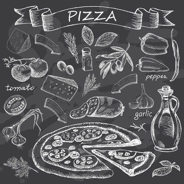 Pizza On Chalk Board