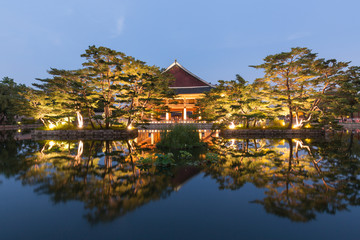 Gyeongbokgung Palace at night in Seoul, South Korea.