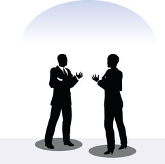 man and woman silhouette in meeting pose