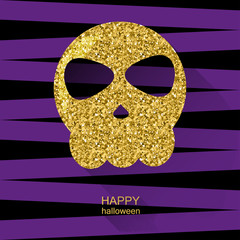 Halloween card template. Skull isolated on geometric cover. 