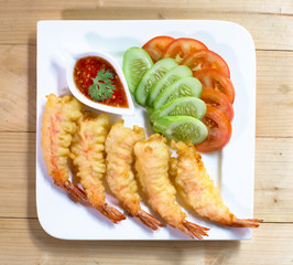 Tempura Shrimps (Deep Fried Shrimps) with Vegetables,  Japanese