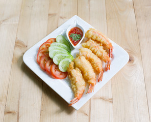 Tempura Shrimps (Deep Fried Shrimps) with Vegetables,  Japanese