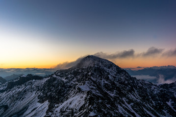 Sunrise on the Parpaner Rothorn mountain peak in the Alps - 2