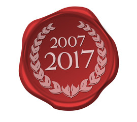 Siegel button zehnjähriges  jubiläum 2007 2017