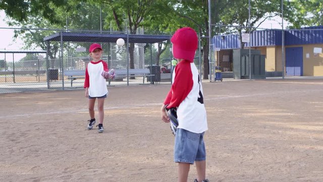 Children throwing baseball