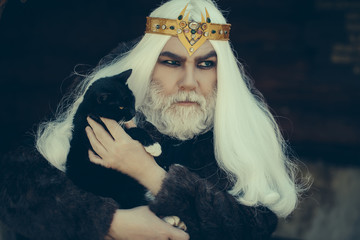 Old druid with cat