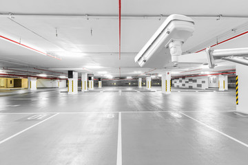 CCTV camera in underground parking garage