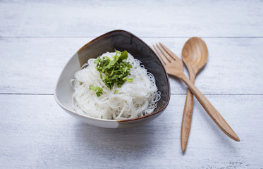 White noodle and coriander 
