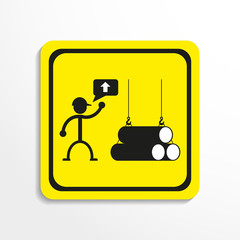 Handling of steel pipes. Vector icon.