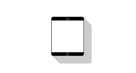 Vector tablet icon with long shadow on white background