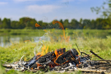 Burning Wood with smoke